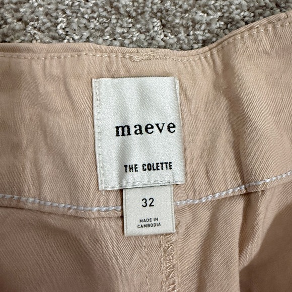 Maeve The Colette Wide Leg Cropped Pants Beige Linen Blend Size 32 - Picture 6 of 9